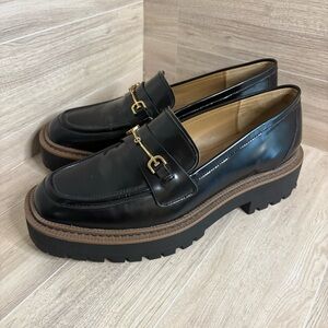 Sam Edelman Black Loafers with Gold Accent